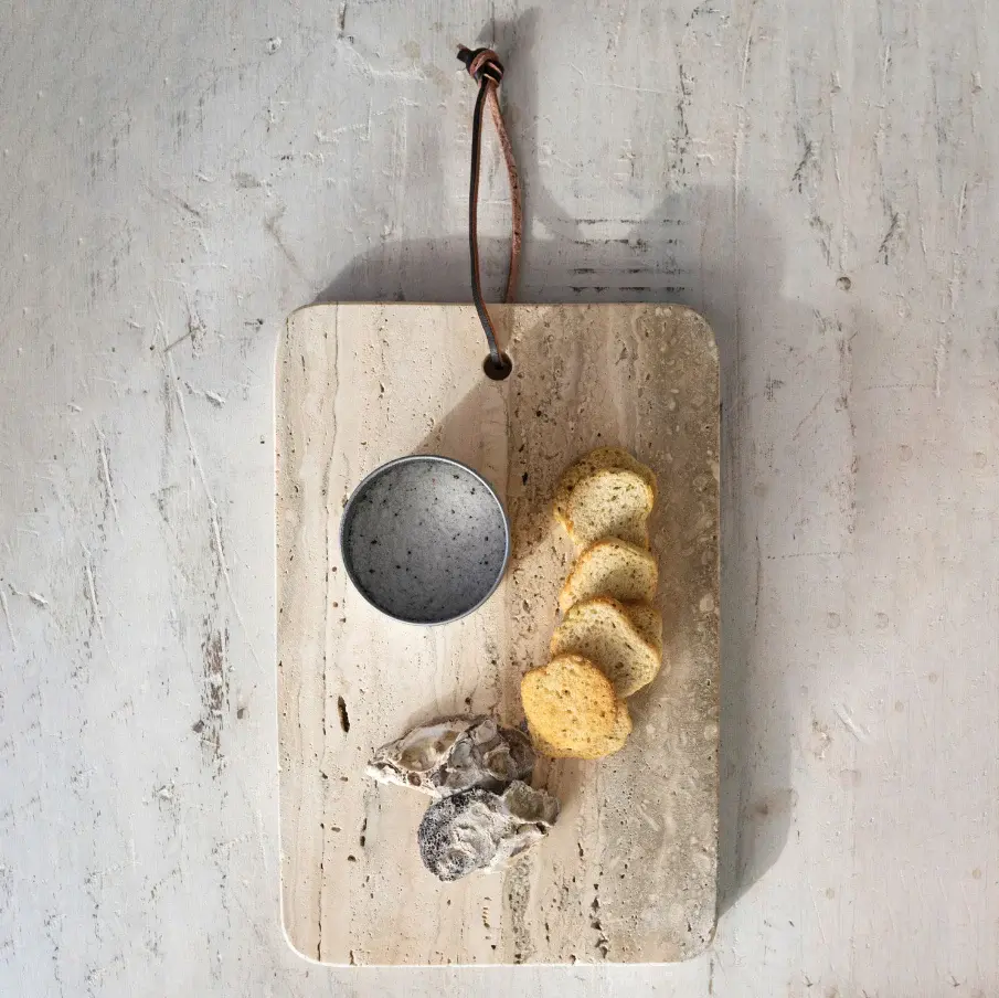 Silicone Tipped Travertine Cheese/Cutting Board