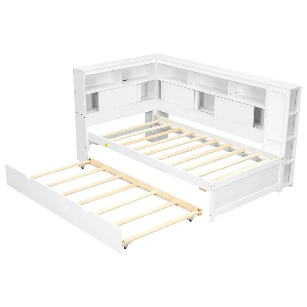 Daybed Storage Shelves, USB Charging, And Trundle Bed Matching Pillowcases