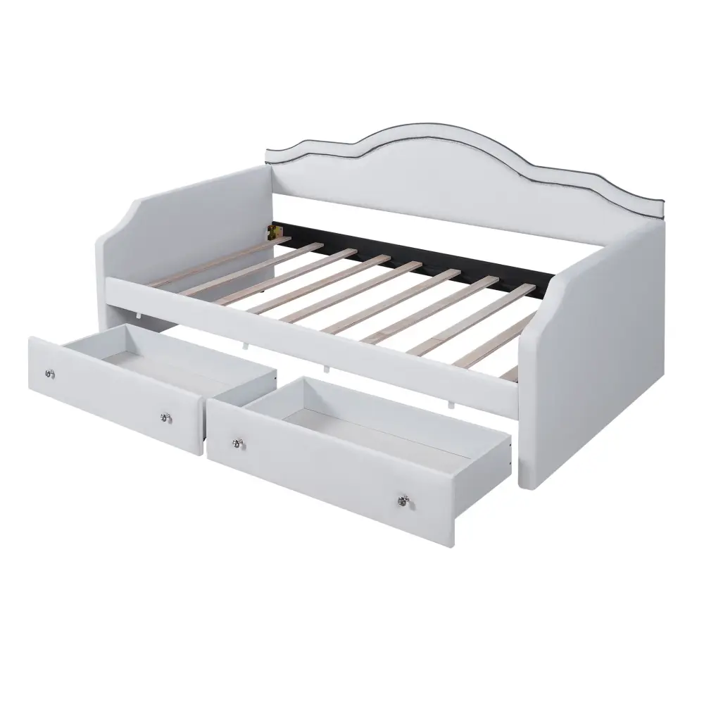 Floral Print Upholstered Daybed LED Lights And 2 Drawersme