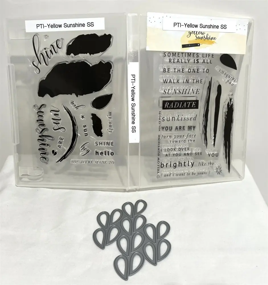 Papertrey Ink YELLOW SUNSHINE Words Sun Greetings Rubber Stamps Dies Adjust Compatible Standard Pillows