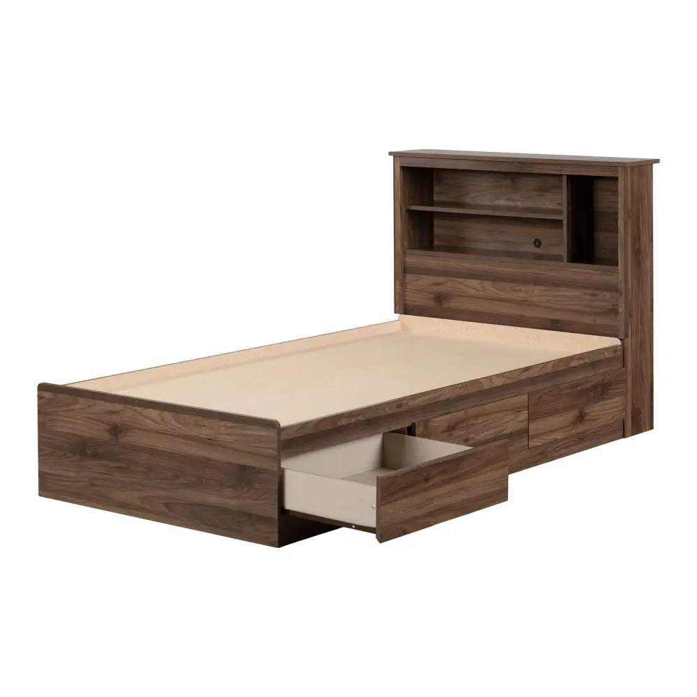 Twin Bed and Headboard Set - Yodi Wholesome Walnut