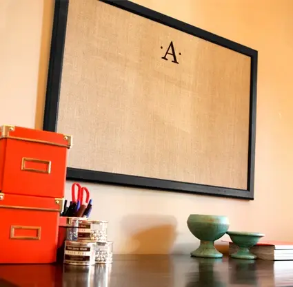 MONOGRAM BULLETIN BOARD 28"x40" BLACK OR IVORY FRAME