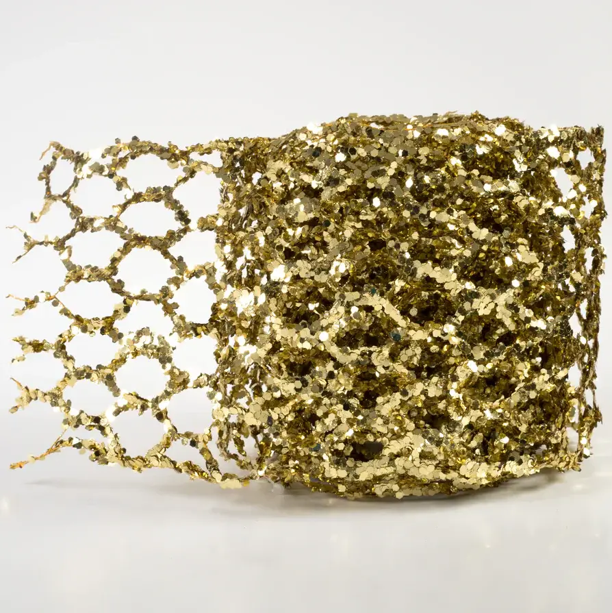 Extra-Wide Grosgrain Glitter Chicken Wire Ribbon Garland