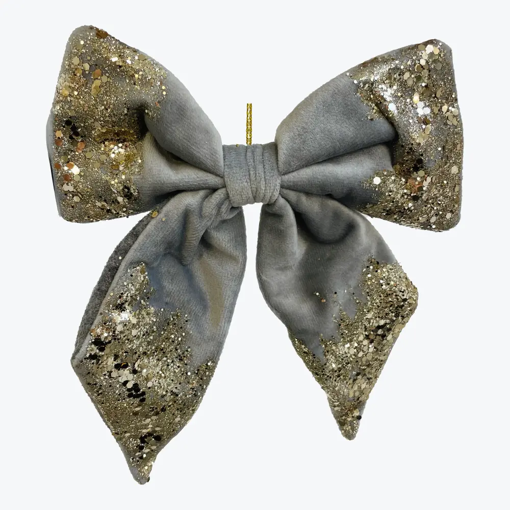 Glitter Plush Bow Ornament