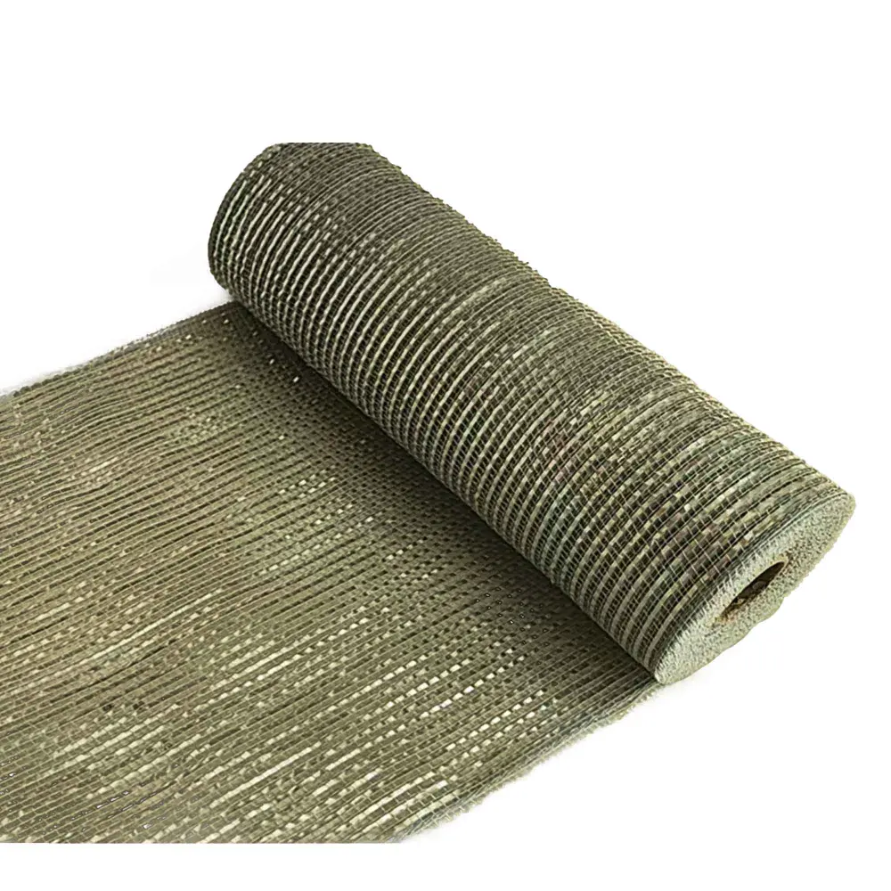 Shiny Mesh Lined Decorative Ribbon 10" x 10 Yards, Metallic Green and Sage Forest