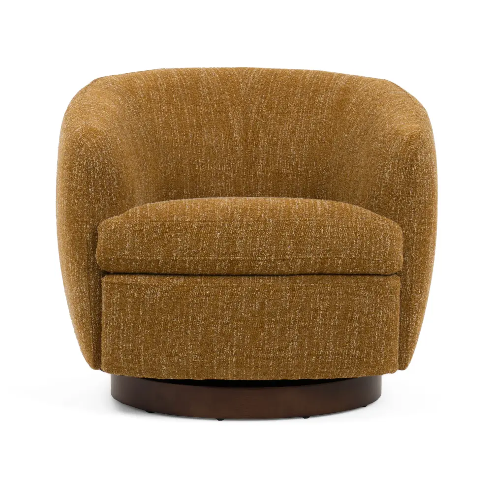 Divani Casa Wendt - Present-day Mustard Fabric Swivel Accent Chair Felt Pads