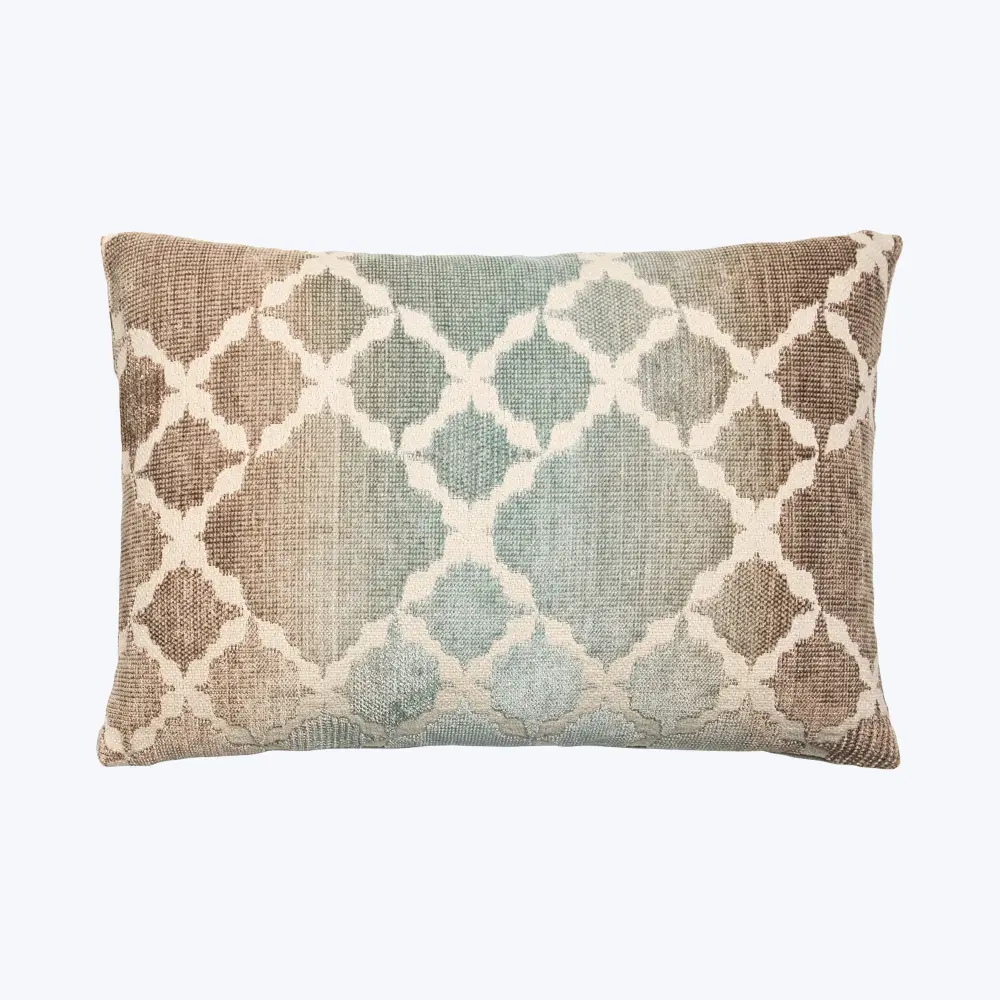 Handcrafted Ceramic Trellis Woven Jacquard Lumbar Pillow Agave