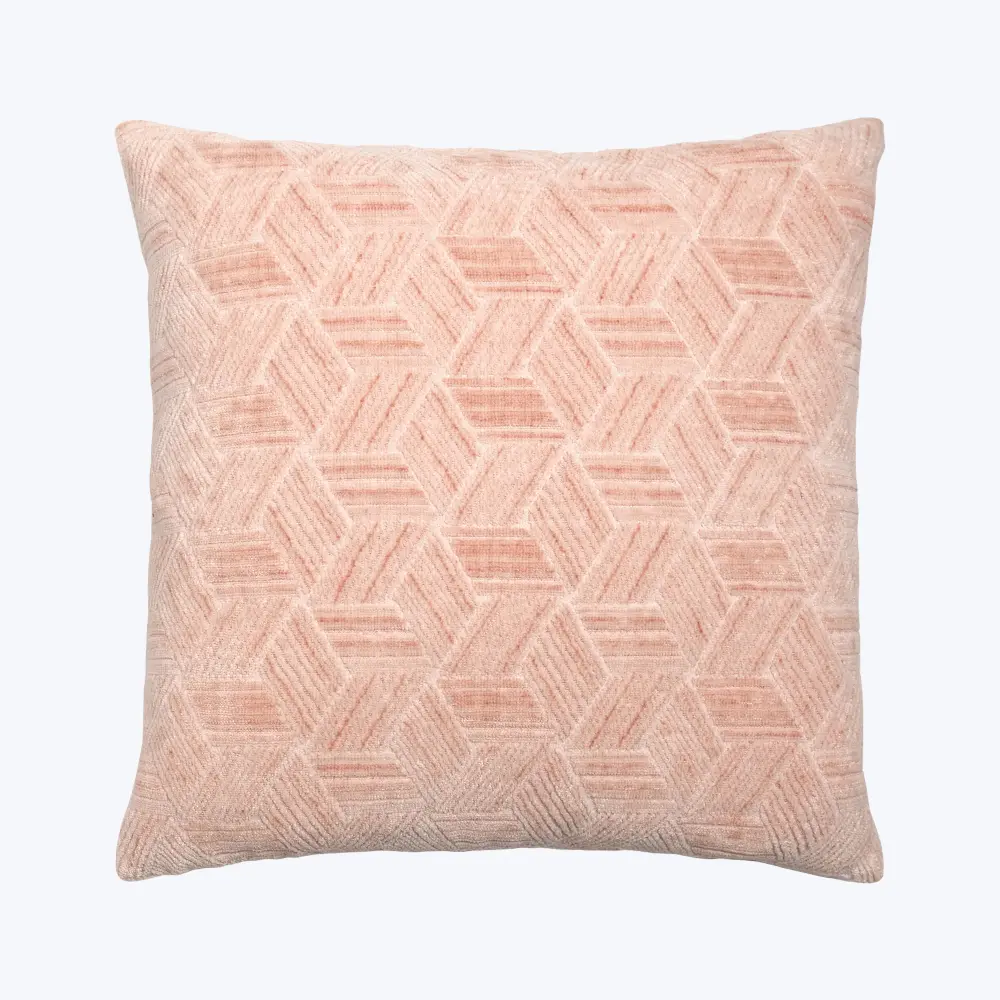 Rattan Storage Entwined Woven Jacquard Pillow Peach