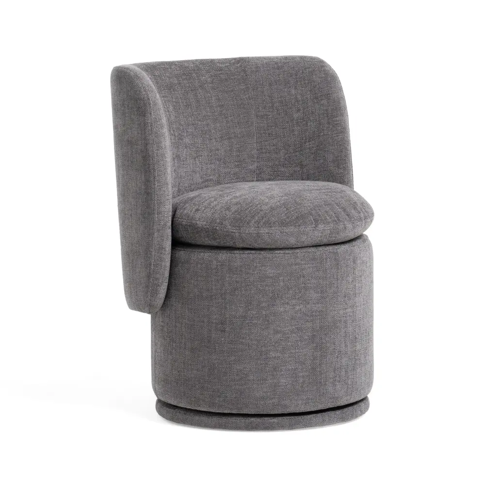 Divani Casa Norris - Modern Ebony Grey Fabric Swivel Dining Chair