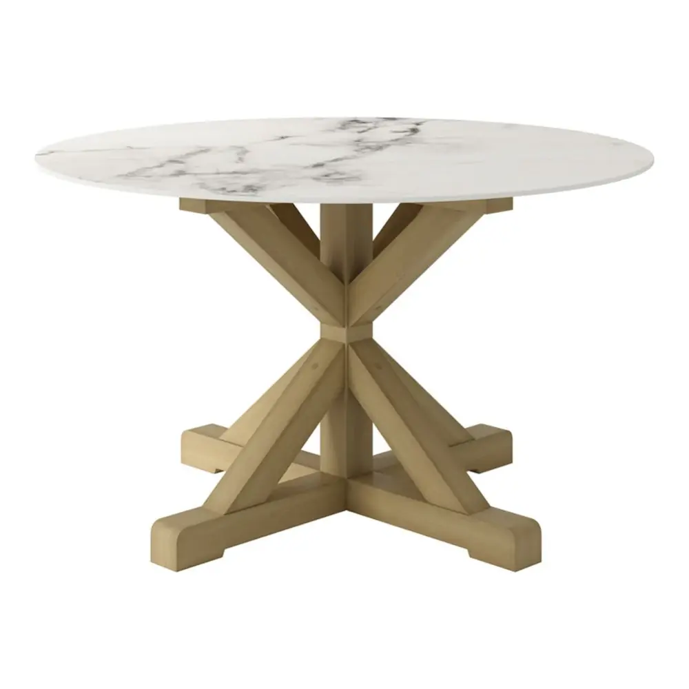 Martha Round Dining Table - Stone & Latte