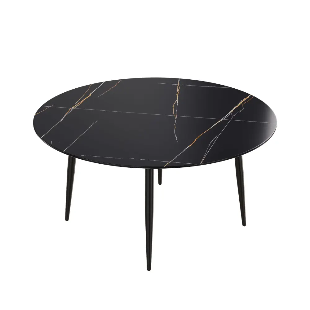 Modern Man-Made Stone Round Dining Table-Position 6 People