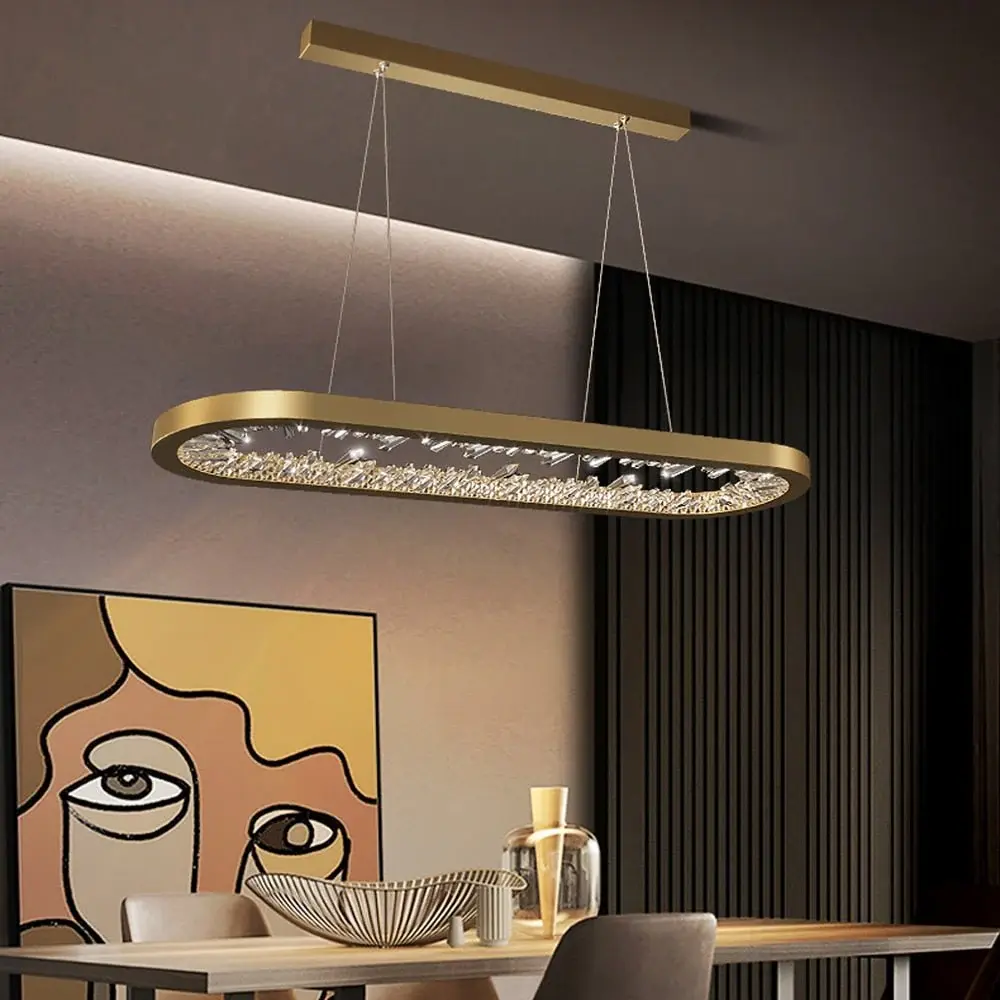 Oval Design Cutting-edge LED Chandelier Crystals Living Lighting Dimmable Dining Room Hanging Lamp