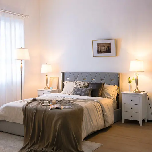 Costway 3-Piece Modern Nickel Finish Lamp Set, Metallic Silver, EU10036US-SL