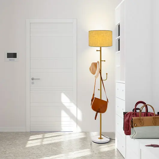 Costway Freestanding Tall Pole Lamp 5 Hooks and Robust Weighted Base, EU10121US