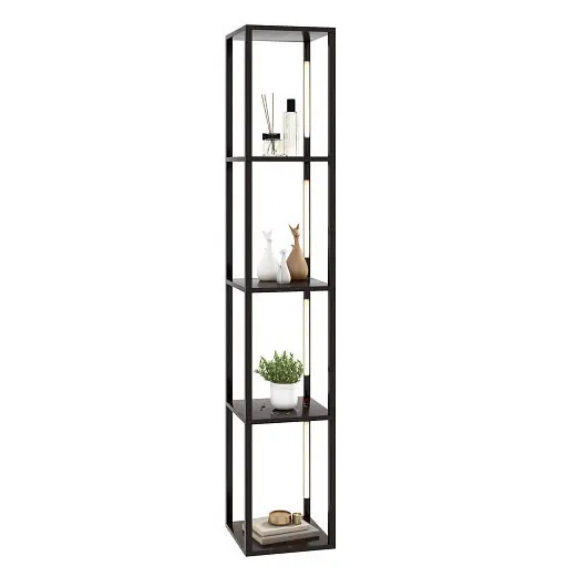 Costway Grooved 64 Inches Floor Lamp 3, Level Dimmable LED Bulbs and Rotatable LED Poles, Walnut, EU10080US-WT