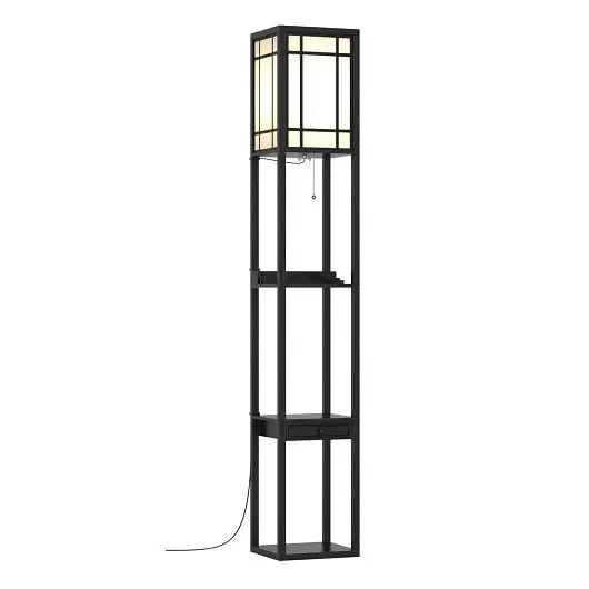 Costway Modern Floor Lamp Shelves and Drawer, EU10009US