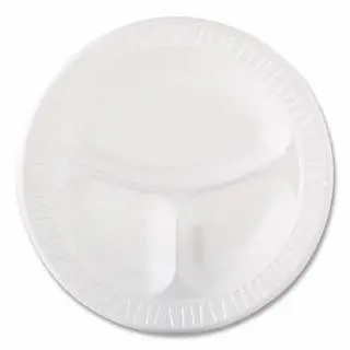 Dart Container Quiet Timeless® Laminated Foam Dinnerware, 10-1/4" Divided, Cream, 4 pieces, 10CPWQ