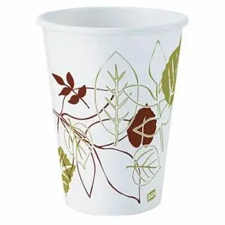 Dixie Pathways Hot Paper Cups, 12 oz, Off-White/Green/Brown, 50/Sleeve, 1000 pieces, DXE2342PATH