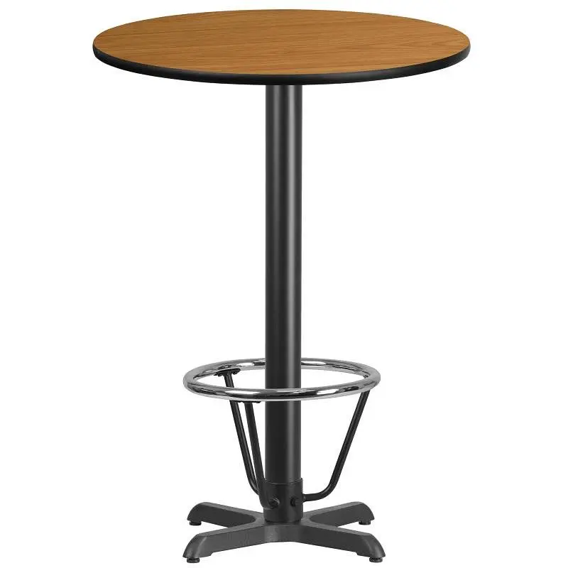 Flash All-Purpose Furniture Stiles 30'' Round Natural Laminate Table Top 22'' x 22'' Bar Hei...