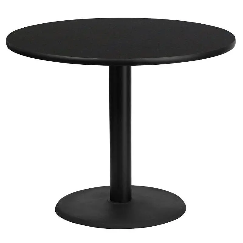 Flash Certified Furniture Stiles 36'' Round Ebony Laminate Table Top 24'' Round Table Height Base, XU-...