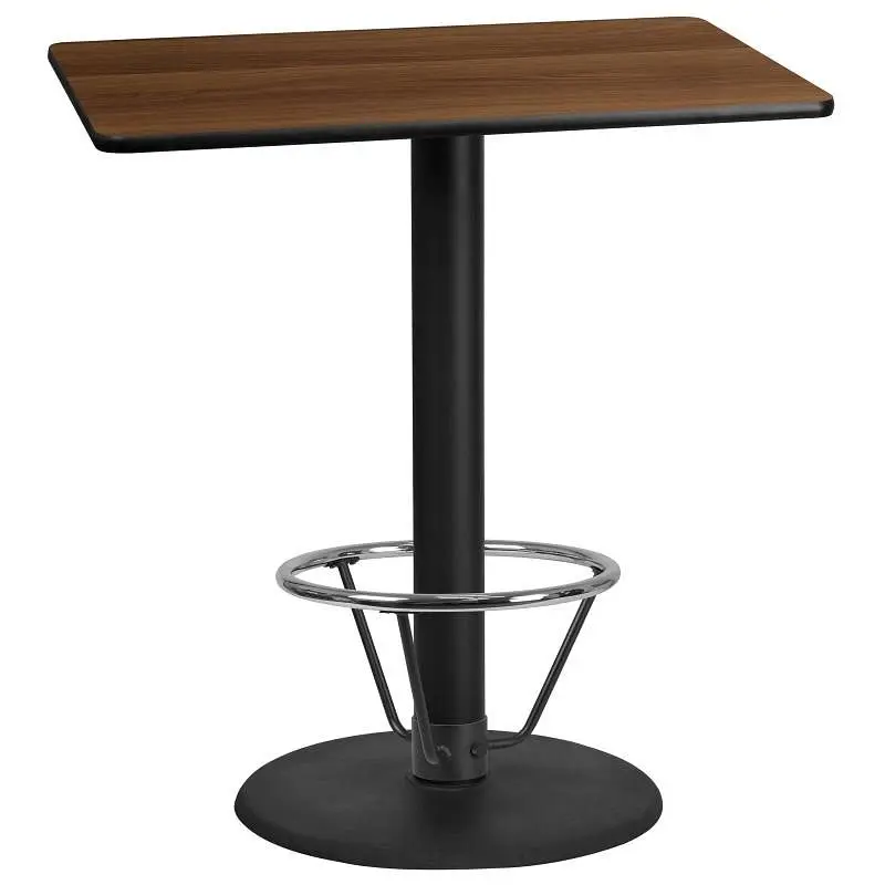 Flash Corrosion-Resistant Furniture Stiles 30'' x 42'' Rectangular Walnut Laminate Table Top 24'&...