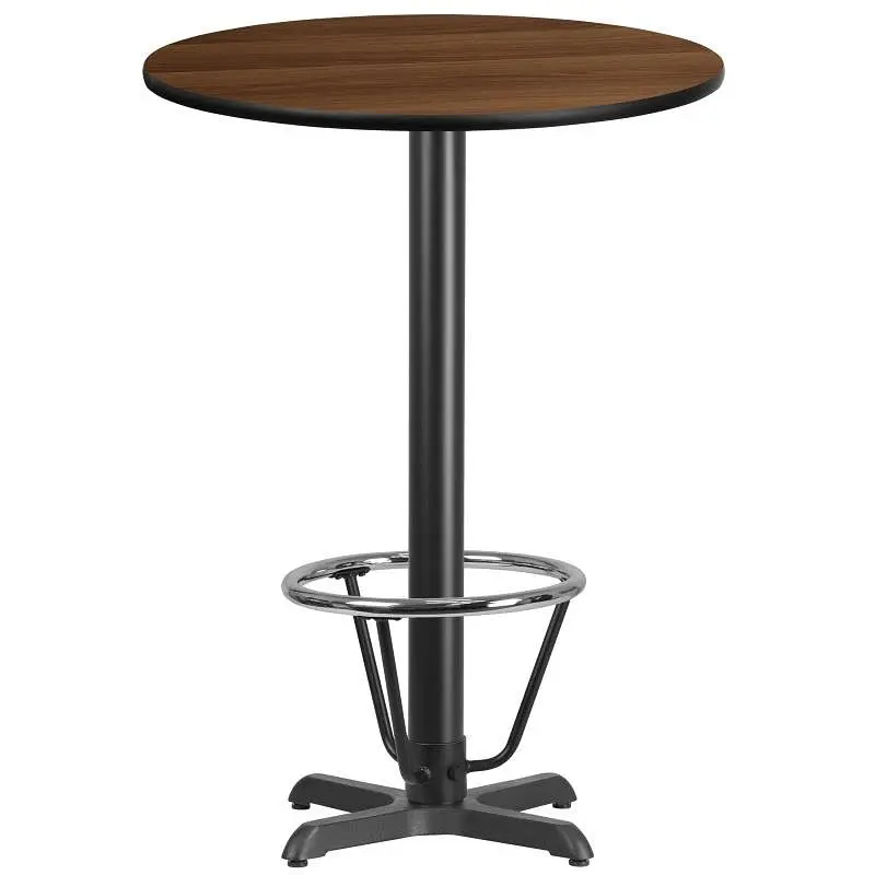 Flash Corrosion-Resistant Furniture Stiles 30'' Round Walnut Laminate Table Top 22'' x 22'' ...