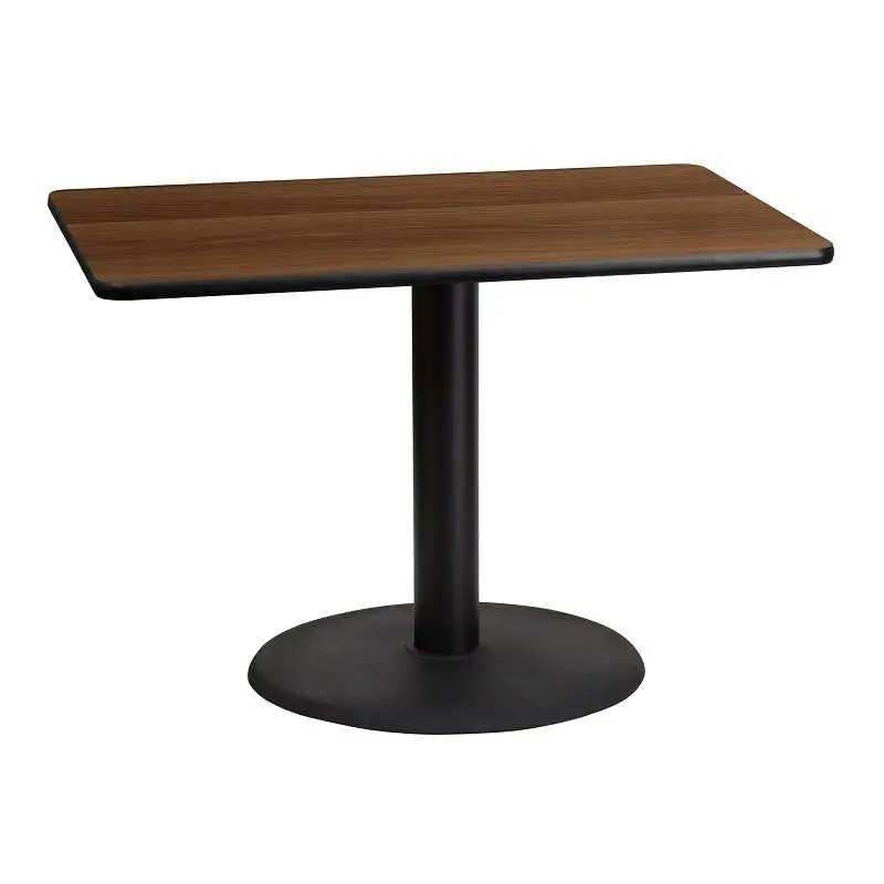 Flash Custom Furniture Graniss 30'' x 42'' Rectangular Walnut Laminate Table Top 24'' Round ...