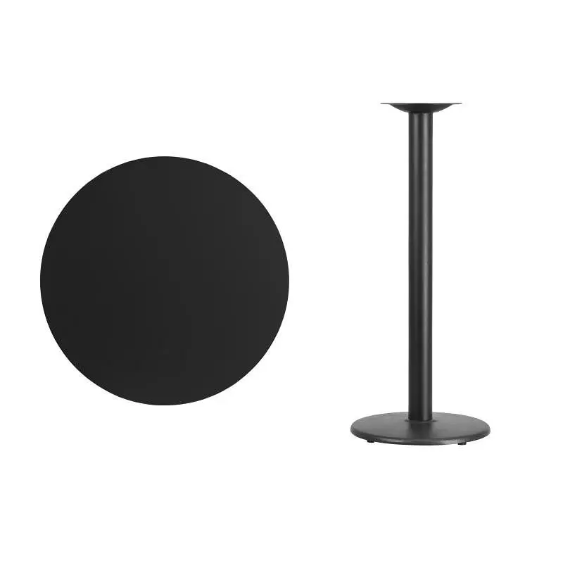 Flash Deluxe Furniture Stiles 30'' Round Black Laminate Table Top 18'' Round Bar Height Table Base, XU...