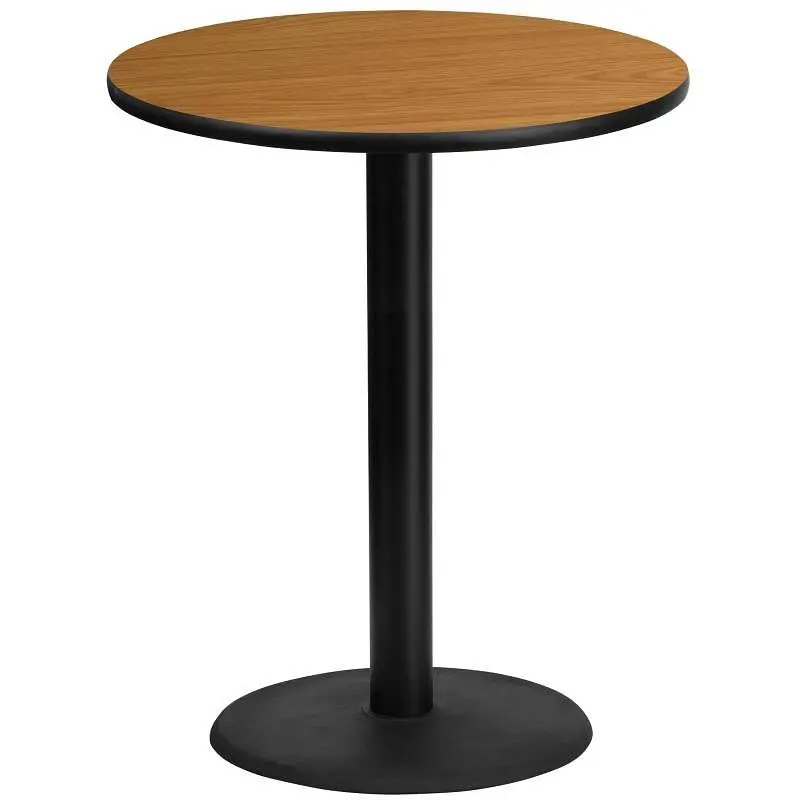 Flash Durable Furniture Stiles 36'' Round Unfinished Laminate Table Top 24'' Round Bar Height Table Ba...