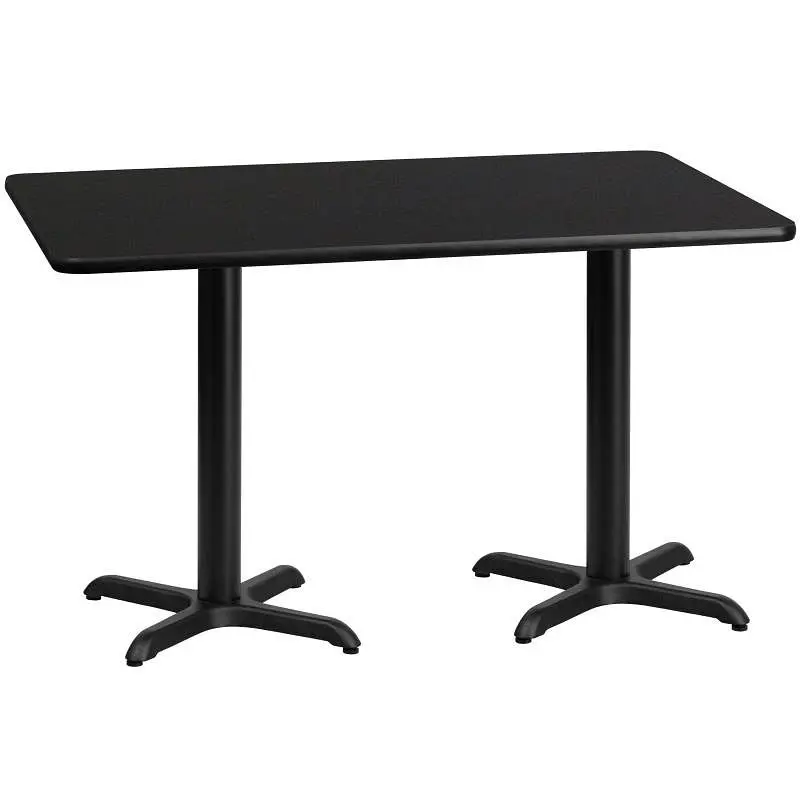 Flash Easy Furniture Stiles 30'' x 60'' Rectangular Black Laminate Table Top 22'' x 22'...