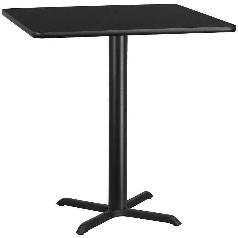 Flash Ergonomic Furniture Stiles 42'' Square Black Laminate Table Top 33'' x 33'' Table Heig...