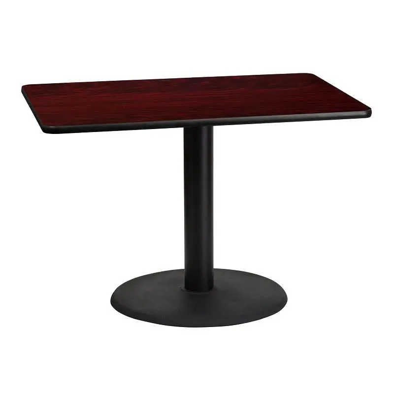 Flash Expert Furniture Graniss 30'' x 42'' Rectangular Mahogany Laminate Table Top 24'' Roun...
