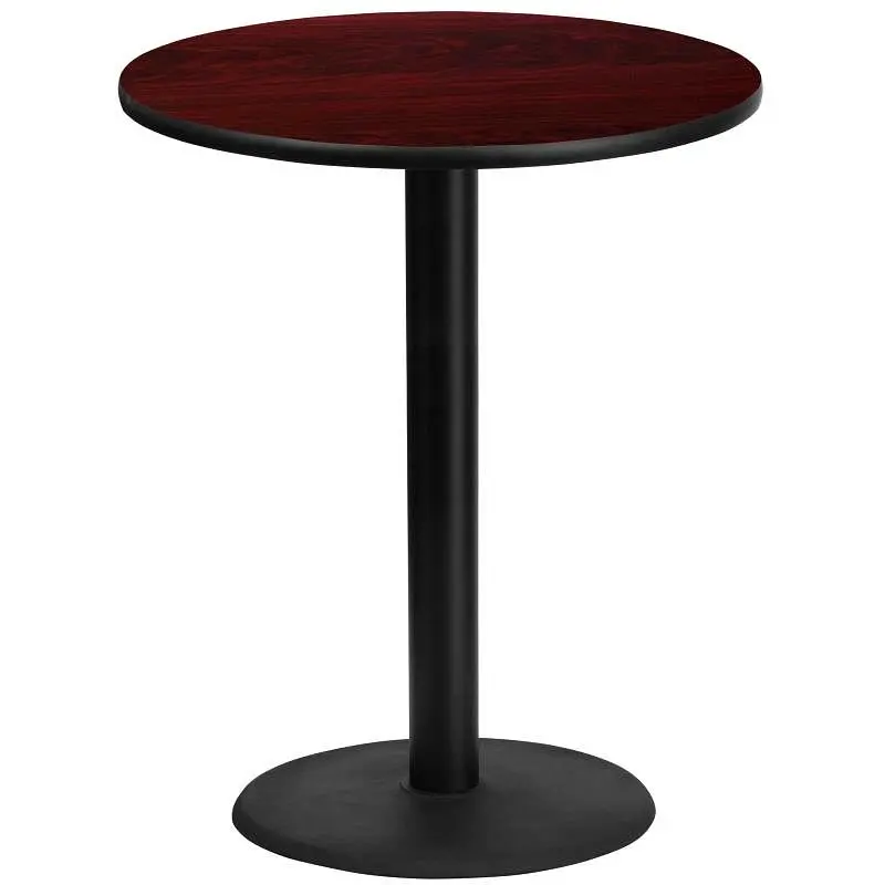 Flash Expert Furniture Stiles 36'' Round Mahogany Laminate Table Top 24'' Round Bar Height Table Base,...