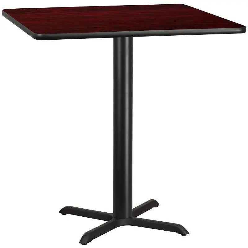 Flash Extra-Strong Furniture Stiles 42'' Square Mahogany Laminate Table Top 33'' x 33'' Bar ...