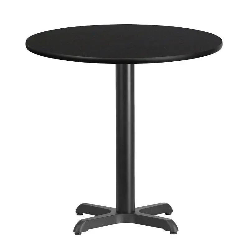 Flash Fortified Furniture Stiles 30'' Round Matte Black Laminate Table Top 22'' x 22'' Table...