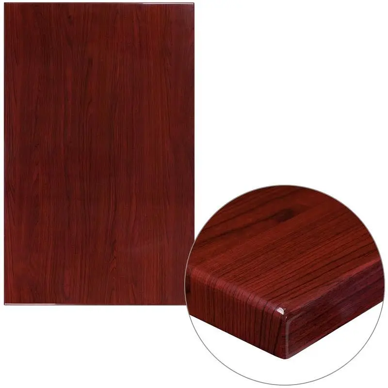 Flash Furniture Glenbrook 30" x 48" Rectangular High-Gloss Mahogany Resin Table Top 2" Thick Edge, TP-MAH-3...