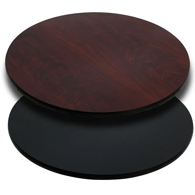 Flash Furniture Glenbrook 36'' Round Table Top Matte Black or Mahogany Reversible Laminate Top, XU-RD-36-MBT-GG