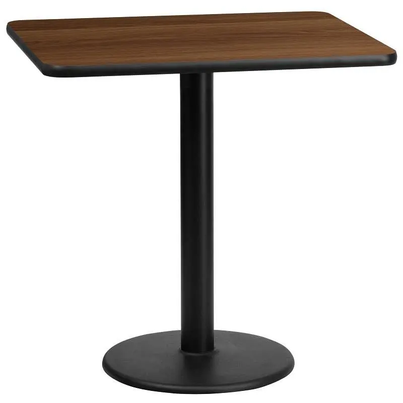 Flash Furniture Graniss 24'' x 30'' Rectangular Walnut Laminate Table Top 18'' Round Table H...