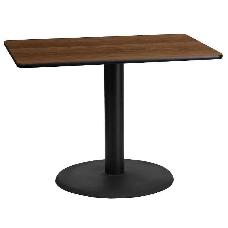 Flash Furniture Graniss 24'' x 42'' Rectangular Walnut Laminate Table Top 24'' Round Table H...