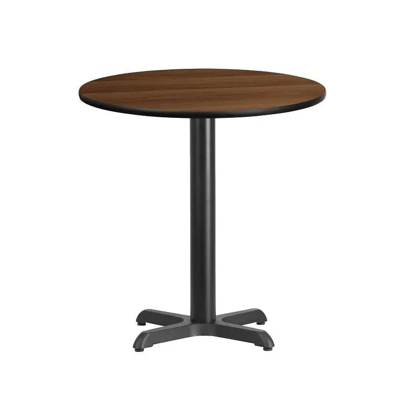 Flash Furniture Graniss 24'' Round Walnut Laminate Table Top 22'' x 22'' Table Height Base, ...