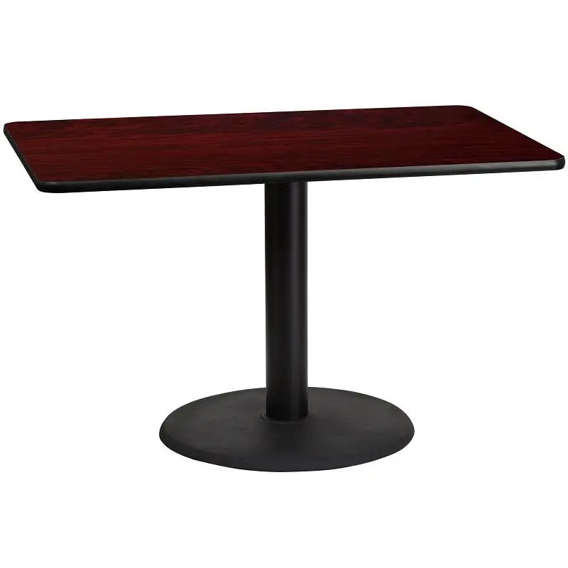 Flash Furniture Graniss 30'' x 48'' Rectangular Mahogany Laminate Table Top 24'' Round Table...