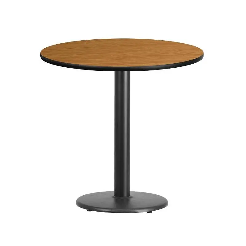 Flash Furniture Graniss 30'' Round Bare Laminate Table Top 18'' Round Table Height Base, XU-RD-30-NATT...