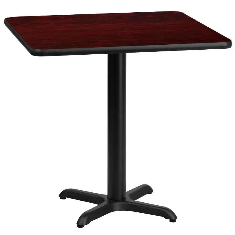 Flash Furniture Graniss 30'' Square Mahogany Laminate Table Top 22'' x 22'' Table Height Bas...