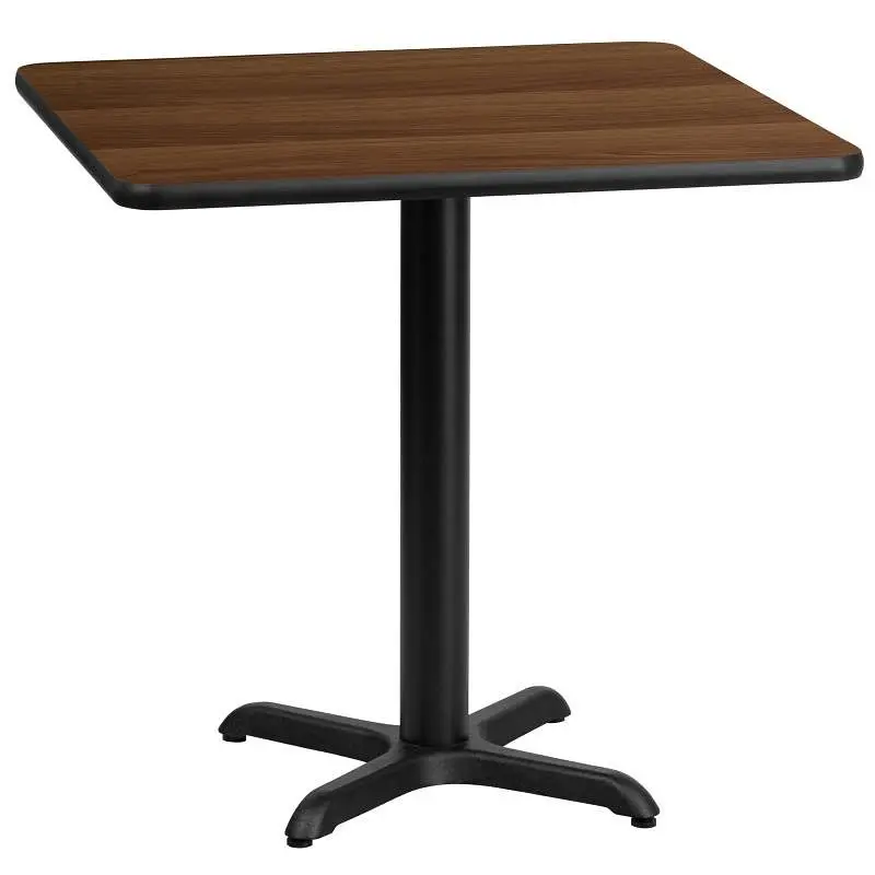 Flash Furniture Graniss 30'' Square Walnut Laminate Table Top 22'' x 22'' Table Height Base,...