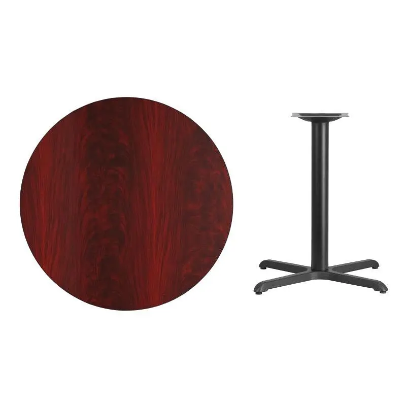 Flash Furniture Graniss 36'' Round Mahogany Laminate Table Top 30'' x 30'' Table Height Base...