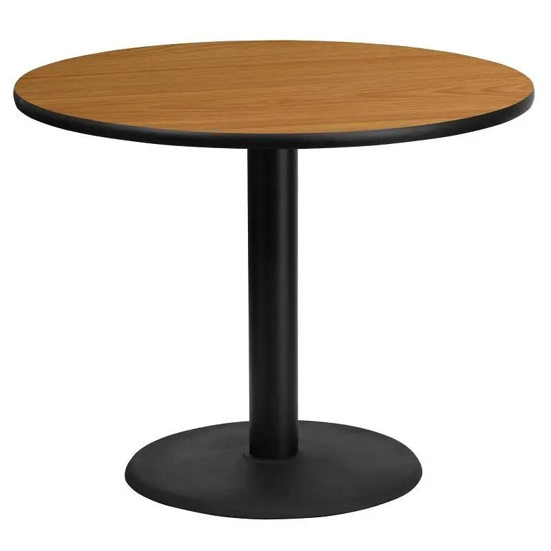 Flash Furniture Graniss 36'' Round Natural Laminate Table Top 24'' Round Table Height Base, XU-RD-36-N...