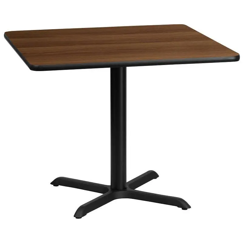 Flash Furniture Graniss 36'' Square Walnut Laminate Table Top 30'' x 30'' Table Height Base,...