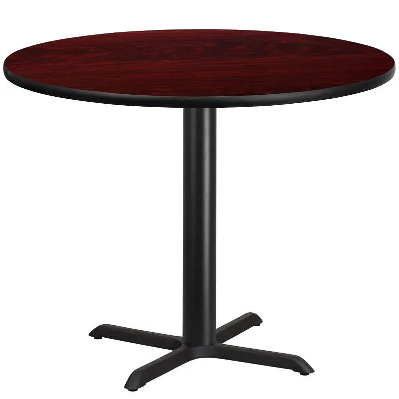 Flash Furniture Graniss 42'' Round Mahogany Laminate Table Top 33'' x 33'' Table Height Base...