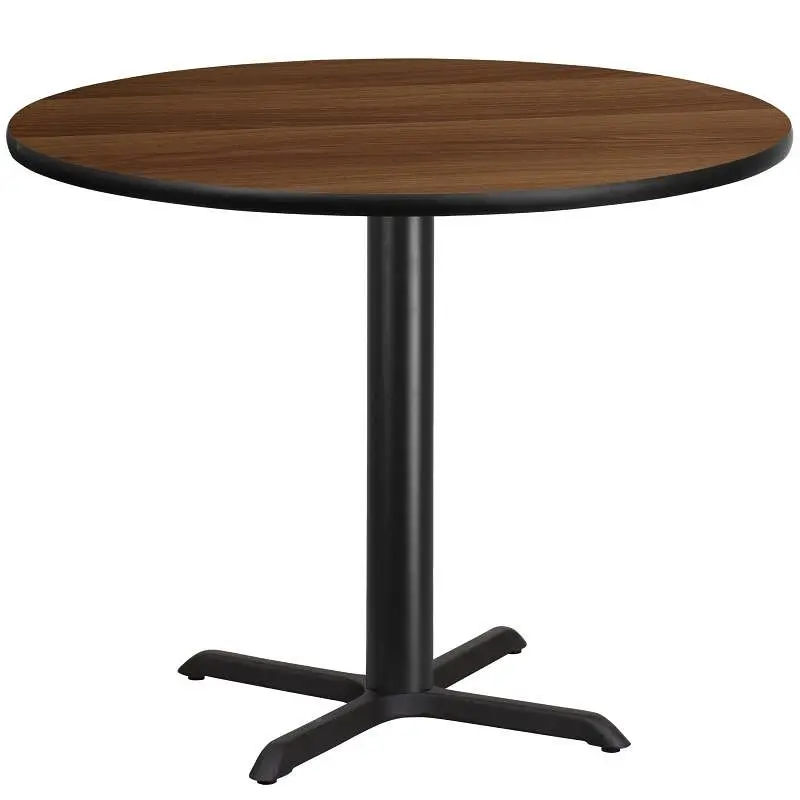 Flash Furniture Graniss 42'' Round Walnut Laminate Table Top 33'' x 33'' Table Height Base, ...