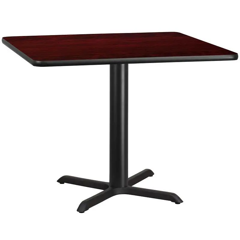 Flash Furniture Graniss 42'' Square Mahogany Laminate Table Top 33'' x 33'' Table Height Bas...
